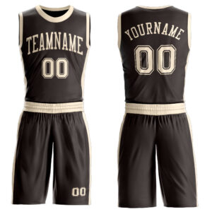 Custom Brown Cream Round Neck Suit Basketball Jersey