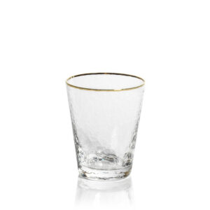 Negroni Hammered Tapered Glasses - Clear with Gold Rim